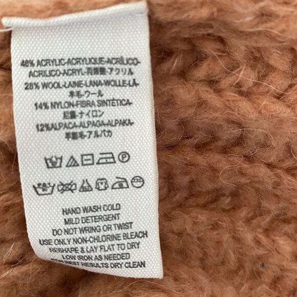 Free People Fluffy Fox Wool Alpaca Papaya Sweater Size Medium Rust Orange - Picture 9 of 9